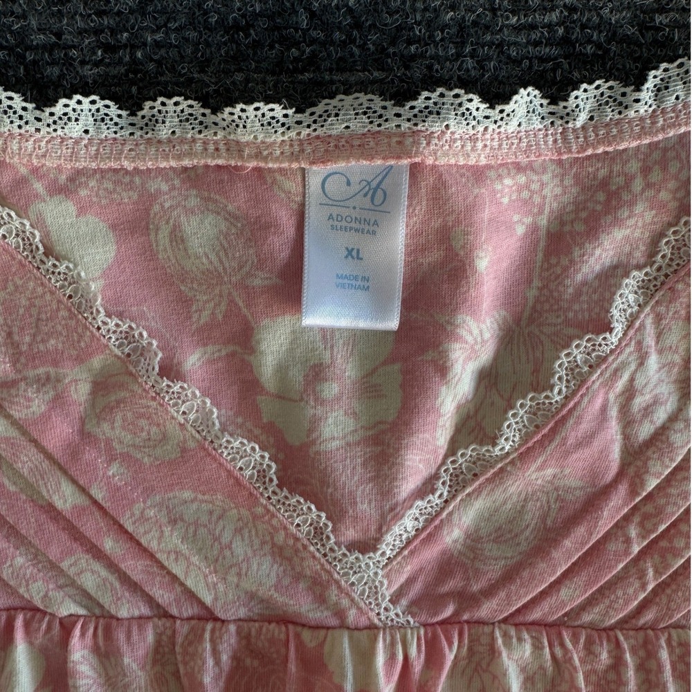 Adonna Rose Dream Garden Pink Floral Lace Trim Nightgown XL NWT - Picture 2 of 6